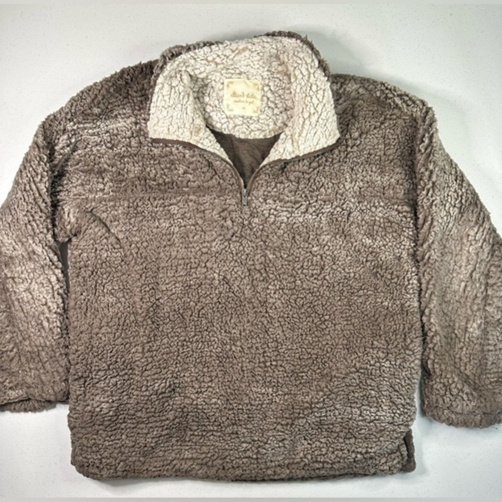 Altar'd State Brown Sherpa Quarter Zip Pullover ASJKX6151 Medium